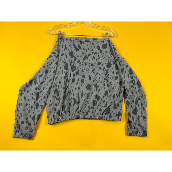 Lush Turtleneck Drawstring Sweatshirt Top Womens S Grey Leopard Long Sleeve NWT - Picture 5 of 6